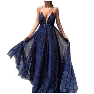 NEW navy long flowy dress size M